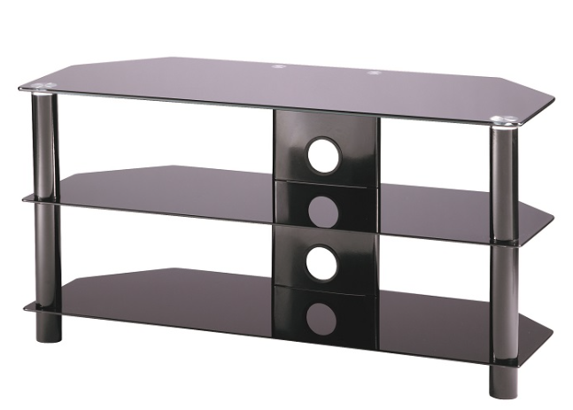 Alphason Essentials 1000mm, Up to 42″ – Black Glass Television Stand