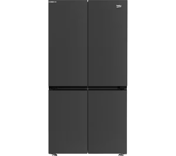 [GN446224VPZ] Beko American Style 4-Door Fridge Freeze with HarvestFresh™ | Black Steel