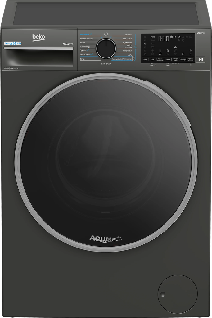 Beko Graphite 9kg 1400rpm Washing Machine with EnergySpin and AquaTech
