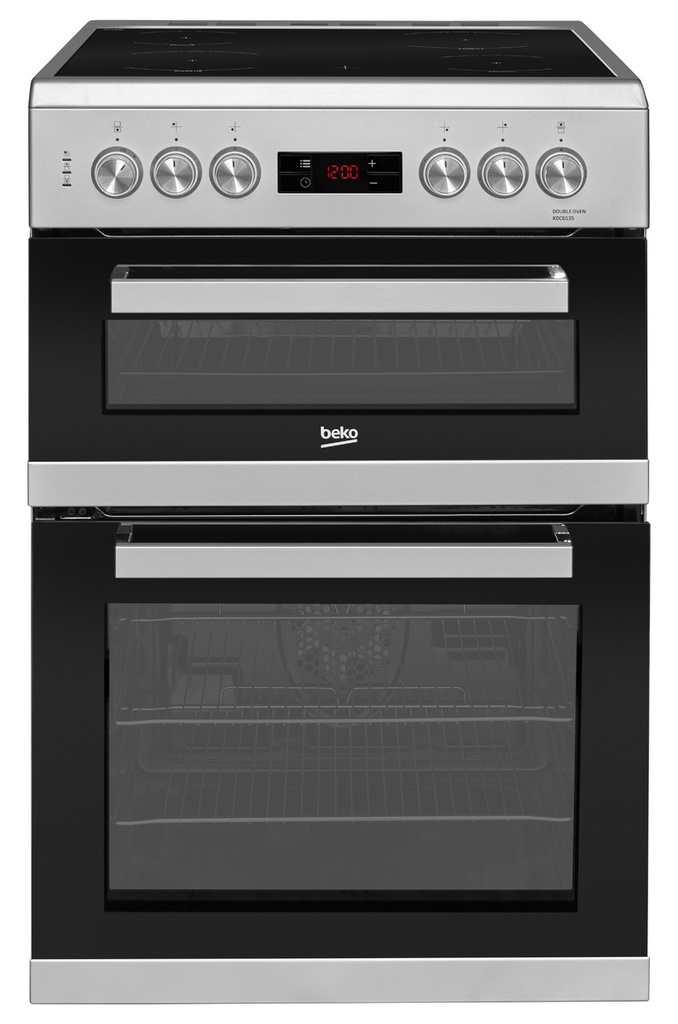 Beko Silver 60cm Double Oven Ceramic Cooker