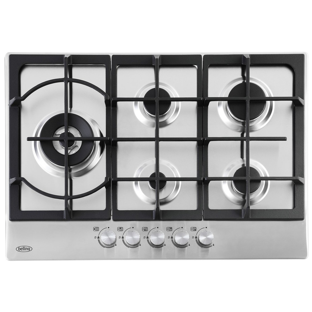 [GHU753CISTA] Belling S/Steel 5 Ring 75cm Gas Hob | Wok Burner