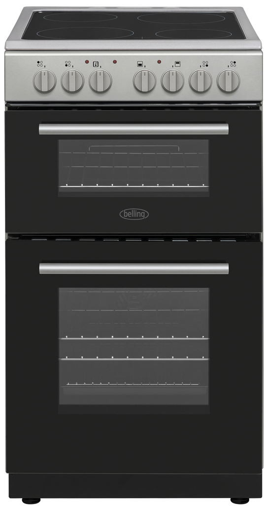[BFSE52DOCSIL] Belling Silver 50cm Double Oven Ceramic Cooker
