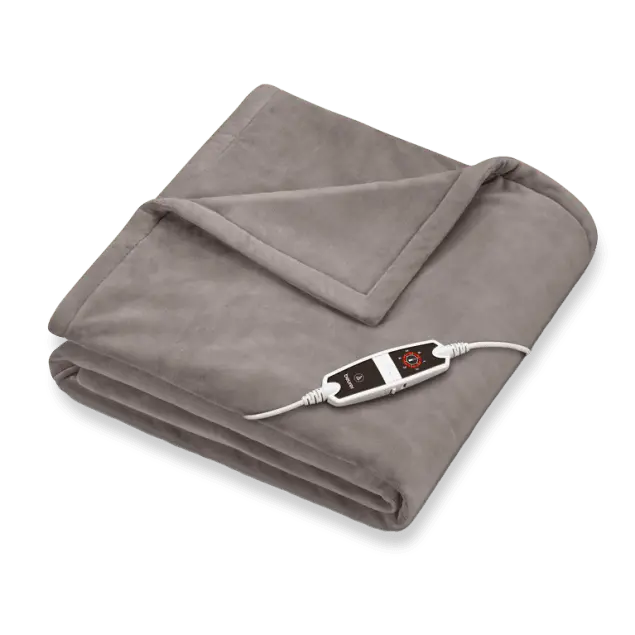 Beurer HD150 XXL Fleece Heated Snuggle Throw Blanket | Cosy Taupe