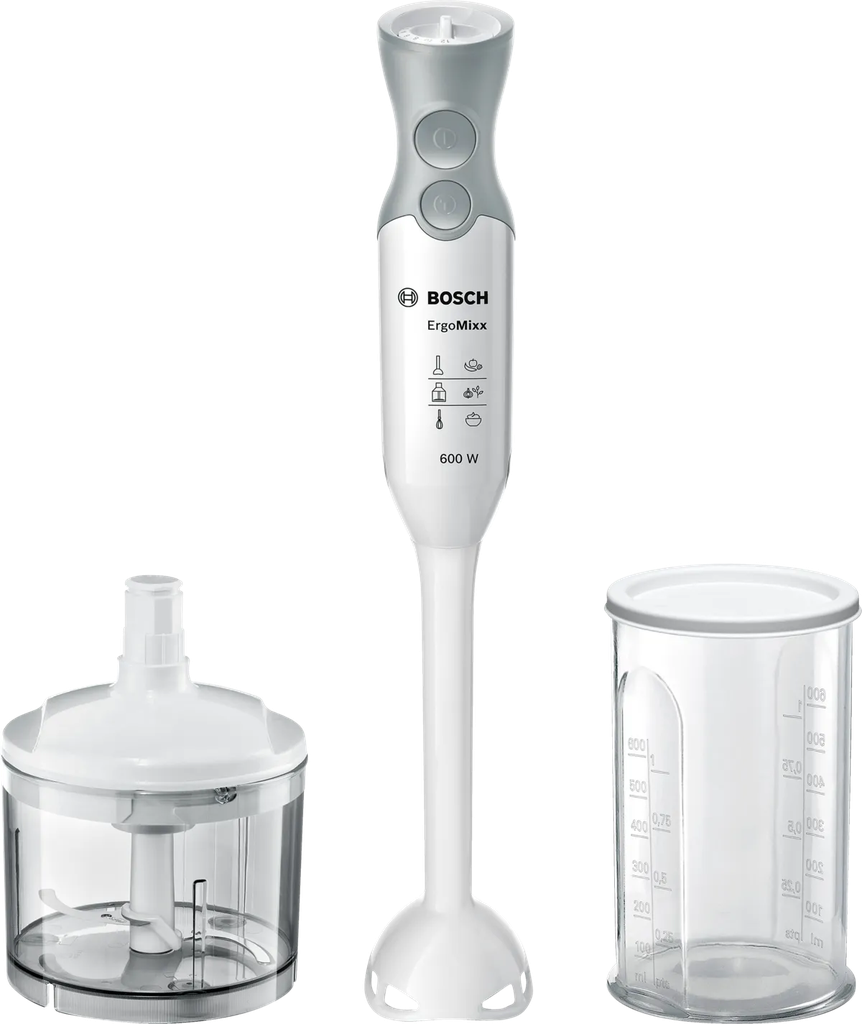 [MSM66020GB] Bosch White 600w Stick Blender c/w Beaker & Mini Chopper