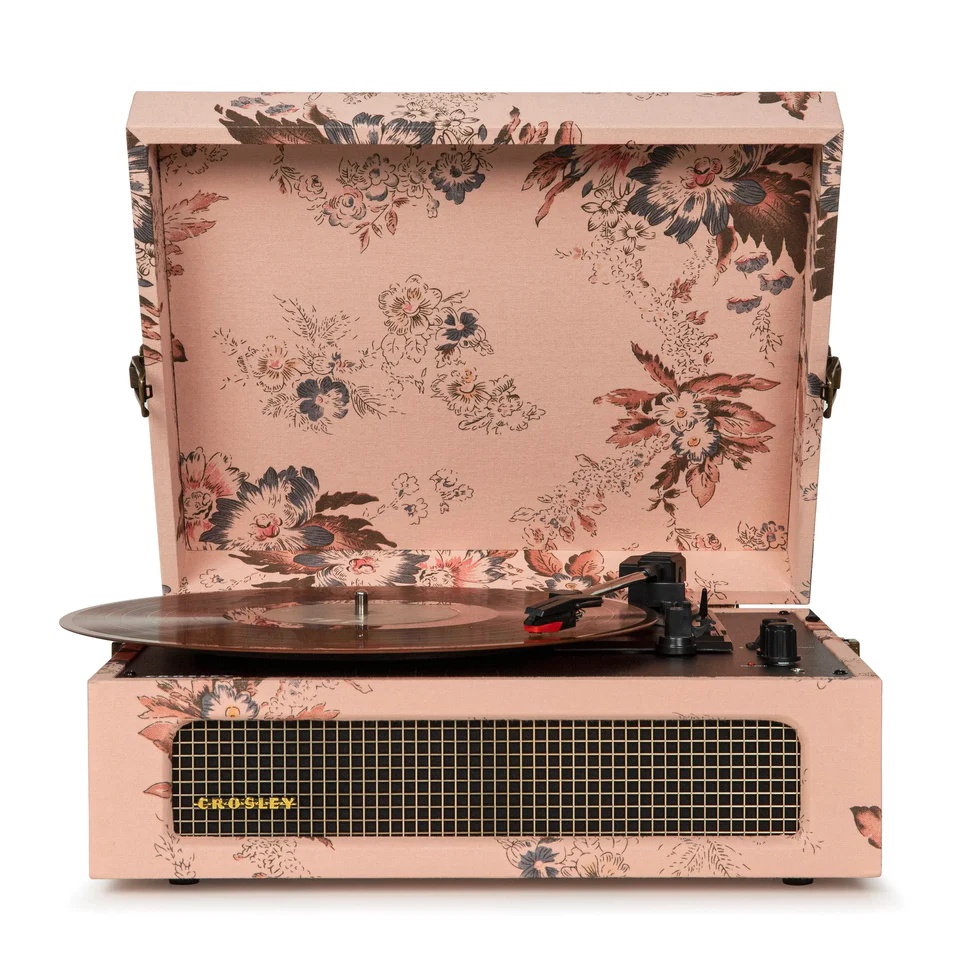 [CR8017B-FL4] Crosley Voyager Portable Turntable Record Player | Floral
