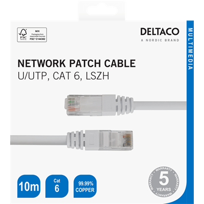 [TP610VR] DeltaCo 10 Metre Cat6 Network Patch Cable | White