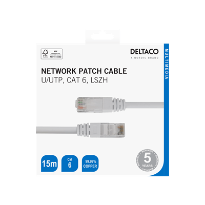 DeltaCo 15 Metre Cat6 Network Patch Cable | White