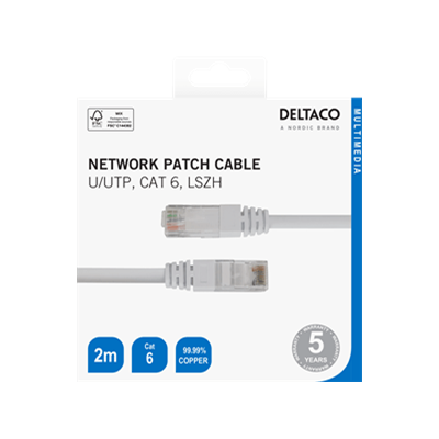 DeltaCo 2 Metre Cat6 Network Patch Cable | White