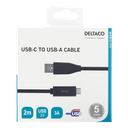 DeltaCo 2 Metre USB-C to USB-A Cable | Black