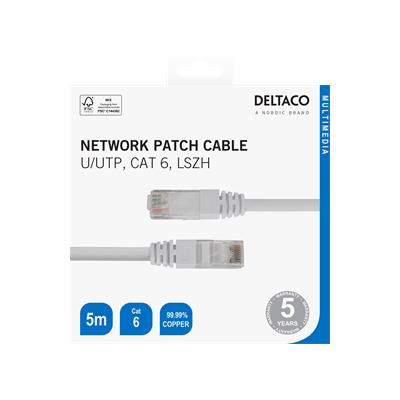 DeltaCo 5 Metre Cat6 Network Patch Cable | White