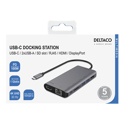 DeltaCo Hub Adaptor | USB-C to HDMI / Display Port / USB / RJ45 / SD Card