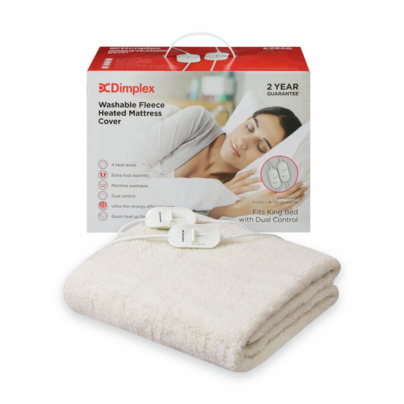 Dimplex King Size Fleece Fully Fitted Mattress Cover Heated Under Blanket | Dual Control