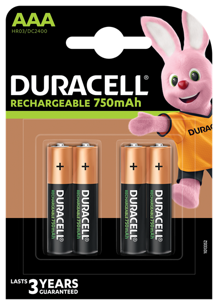[DC2400] Duracell AAA Rechargeable Batteries (4 Pack)