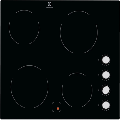 [EHF6140ISK] Electrolux 4 Ring Black Ceramic Hob | Rotary  Knobs