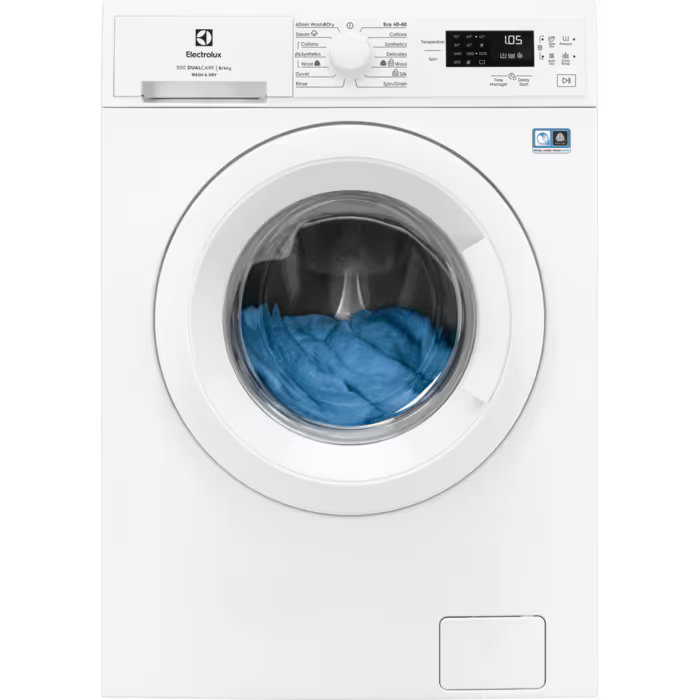 [EWDK5846B] Electrolux DualCare® White 8+4Kg 1600 Spin Washer Dryer with SteamRefresh
