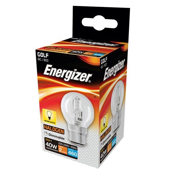 Energizer 48w (60w) B22 Clear Filament Halogen Golf Ball Bulb