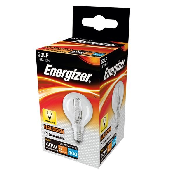 [S4884] Energizer 33w (40w) E14 Clear Filament Halogen Golf Ball Bulb