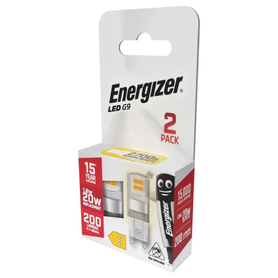 [S29489] Energizer LED G9 1.9w (20w) Warm White Capsule Lamp (Twin Pack)