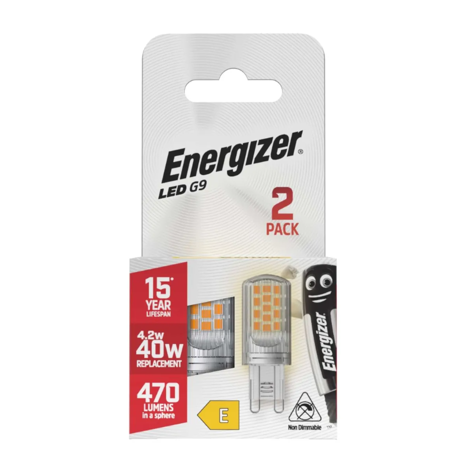 [S29491] Energizer LED G9 4.2w (40w) Warm White Capsule Lamp (Twin Pack)