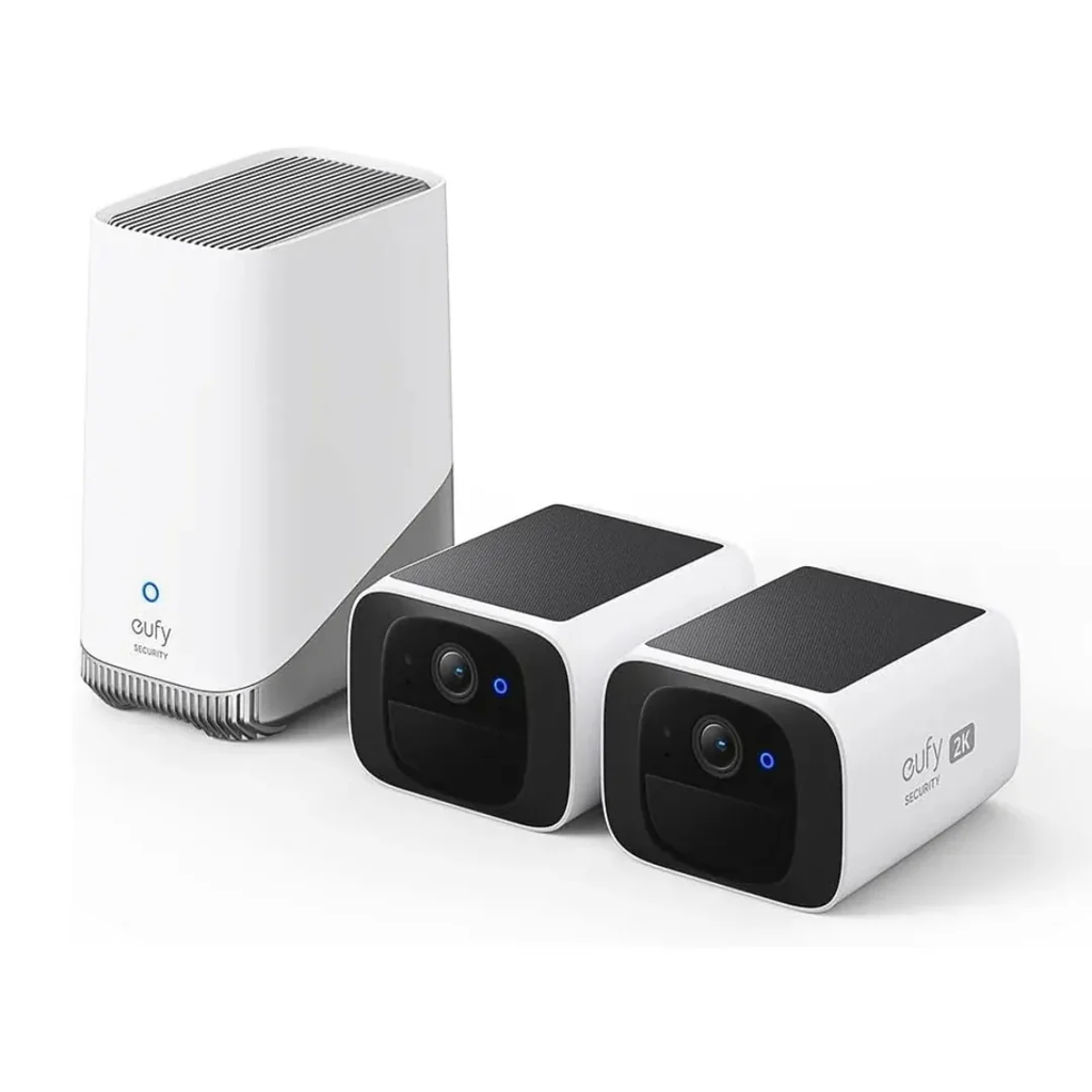 Eufy S220 SoloCam Solar Powered Security Cameras (2 Pack) & HomeBase3 Bundle