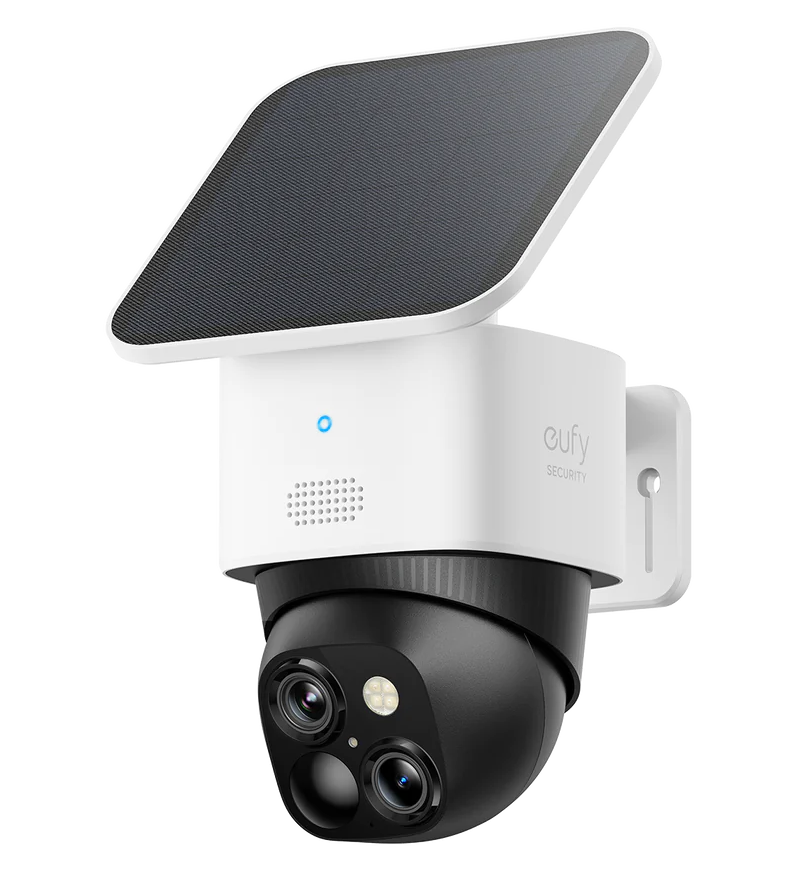 [T81703W1] Eufy SoloCam S340 3K Dual Cam Pan/Tilt/Zoom Camera c/w Solar Panel