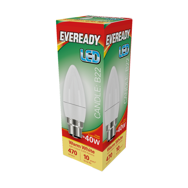 [S13610] Ever Ready 5.2w (40w) B22 LED Energy Saver Candle Bulb