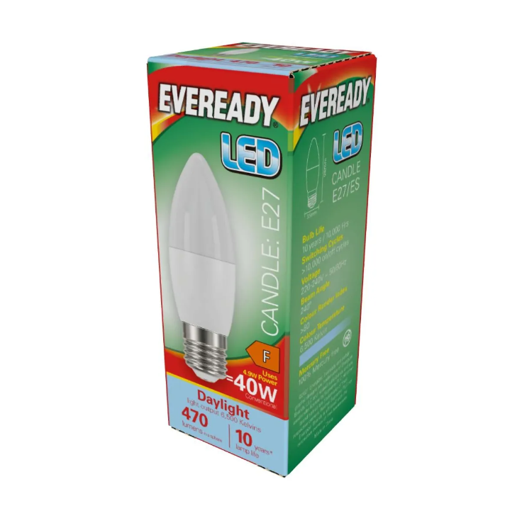 [S13615] Ever Ready 5.2w (40w) E27 LED Energy Saver Candle Bulb