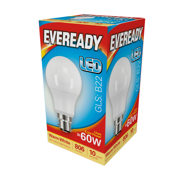 Ever Ready 8.2w (60w) B22 LED Energy Saver GLS Bulb