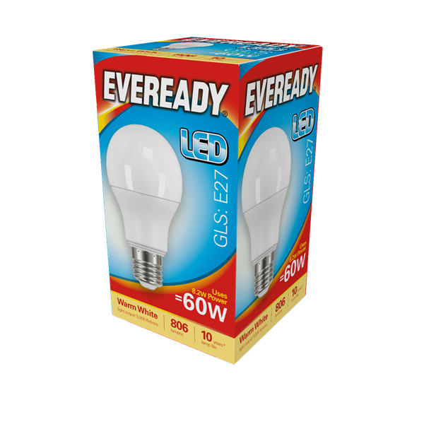 Ever Ready 8.2w (60w) E27 LED Energy Saver GLS Bulb