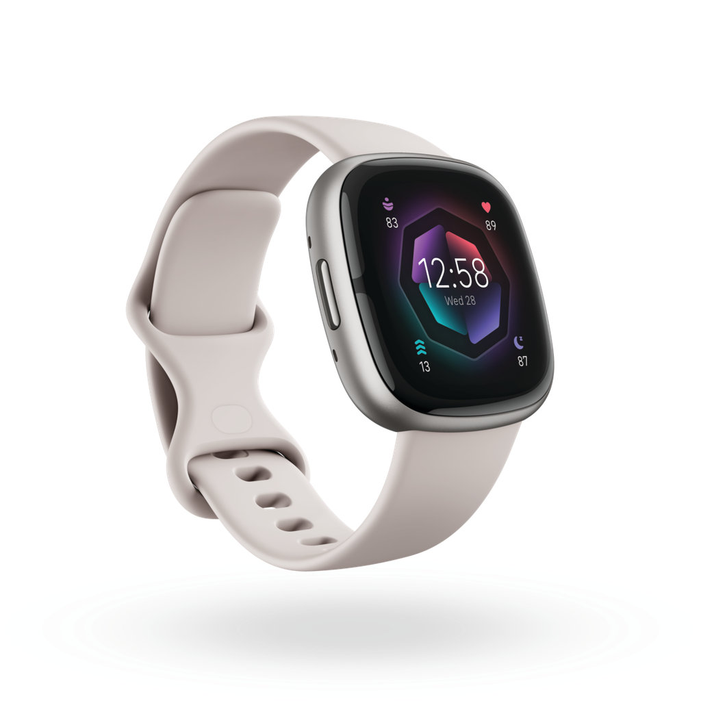 FitBit Sense2 Health & Fitness Smartwatch | Lunar White/Platinum
