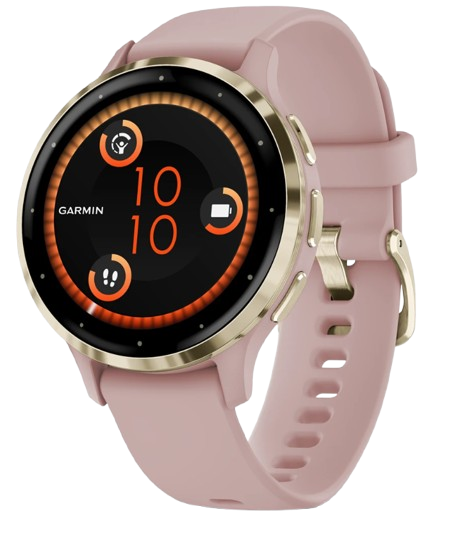 Garmin Venu® 3S GPS Smart Watch | Soft Gold S/Steel Bezel with Rose Case & Silicone Band