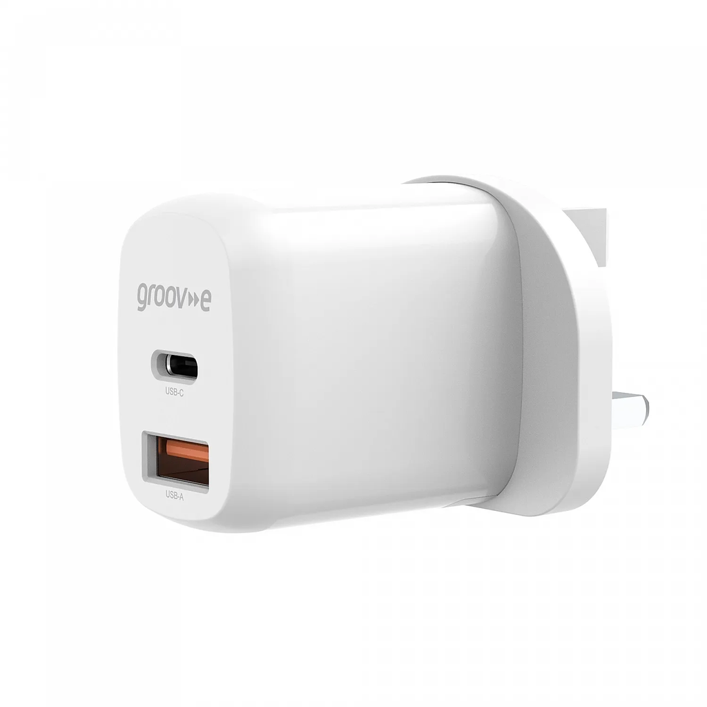 [GV-MA105 - WE] Groov-e 20w Dual Plug In USB-A & USB-C Charger