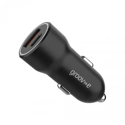 [GV-MA124-BK] Groov-e 20w USB-A & USB-C Car Charger | Black