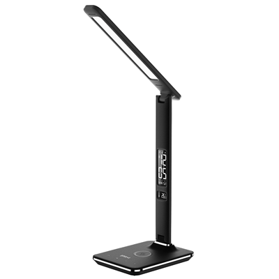 [GVWC04BK] Groov-e Ares LED Desk Lamp c/w Wireless Charger & Clock | Black