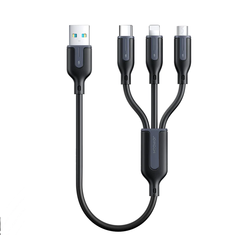 [A15] JoyRoom 3.5A USB-A 3-In-1 Fast Charging Data Cable | 1.2Mt Black
