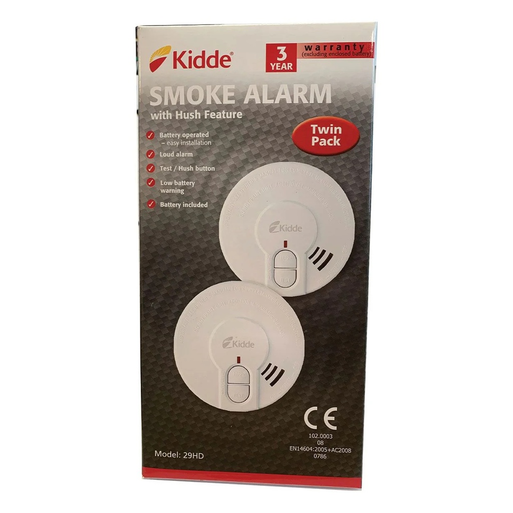 [29HDTRB] Kidde Optical Sensor Battery Smoke Alarm | Twin Pack