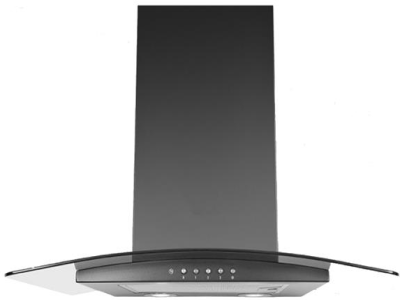 Luxair 90cm Curved Glass Black Chimney Extractor Hood