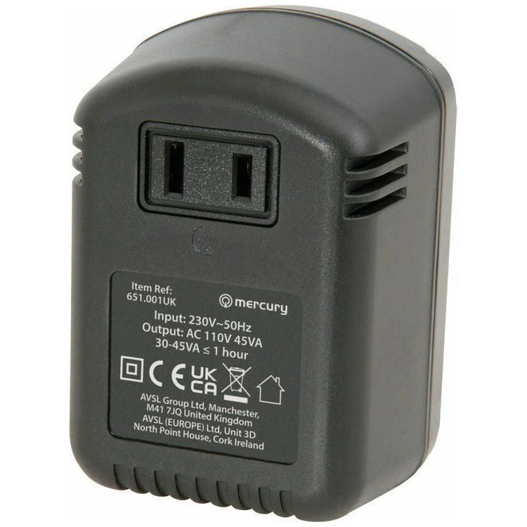 [651001] Mercury Visitor Travel Voltage Converter Adaptor 45w | USA to Ireland/UK