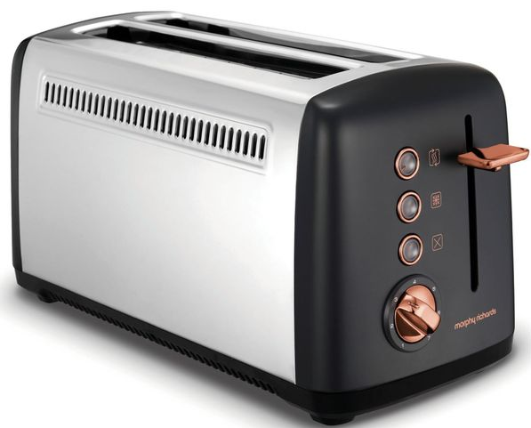 Morphy Richards Long Slot 4 Slice Toaster | Black/Gold