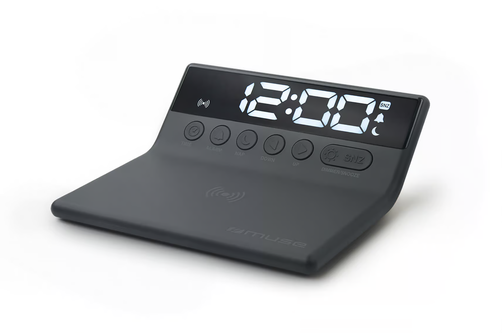 [M-168WI] Muse Digital Alarm Clock c/w Wireless Charging