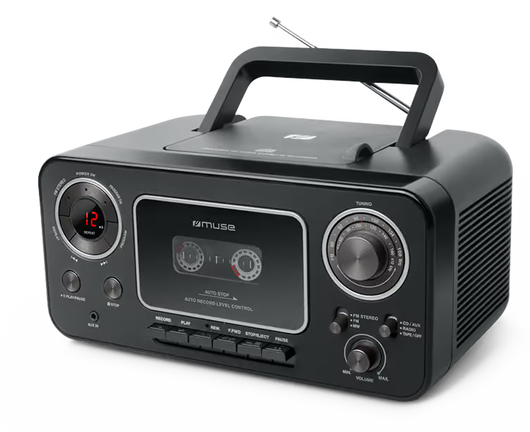 [M-182RDC] Muse Stereo Radio CD Cassette Recorder | Black