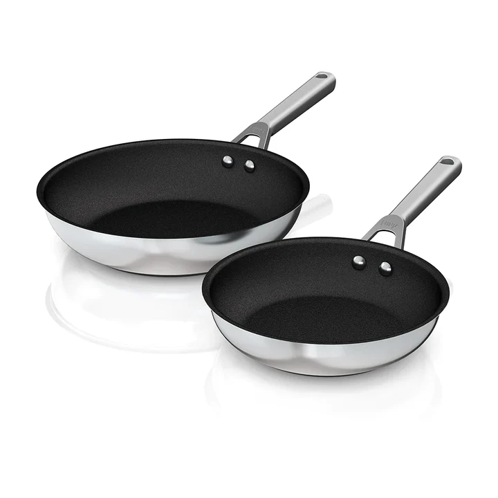 [C62200UK] Ninja Foodi ZEROSTICK Stainless Steel 2-Piece Frying Pan Set (24cm/28cm)