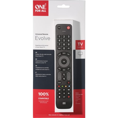One For All Evolve Universal TV Remote Control c/w Smart Button (1 Device)