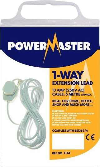 Powermaster 13A 1 Gang 5 Metre Extension Lead 1392-12