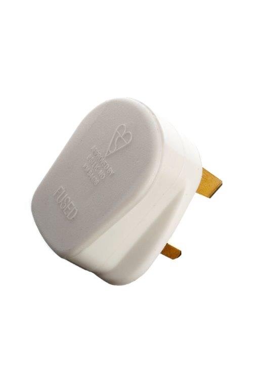 Powermaster 13A White 3 Pin Plugtop PT13
