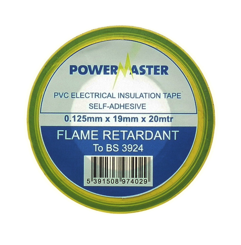 [0089-24] Powermaster 20mt Insulating Tape | Earth Green/Yellow