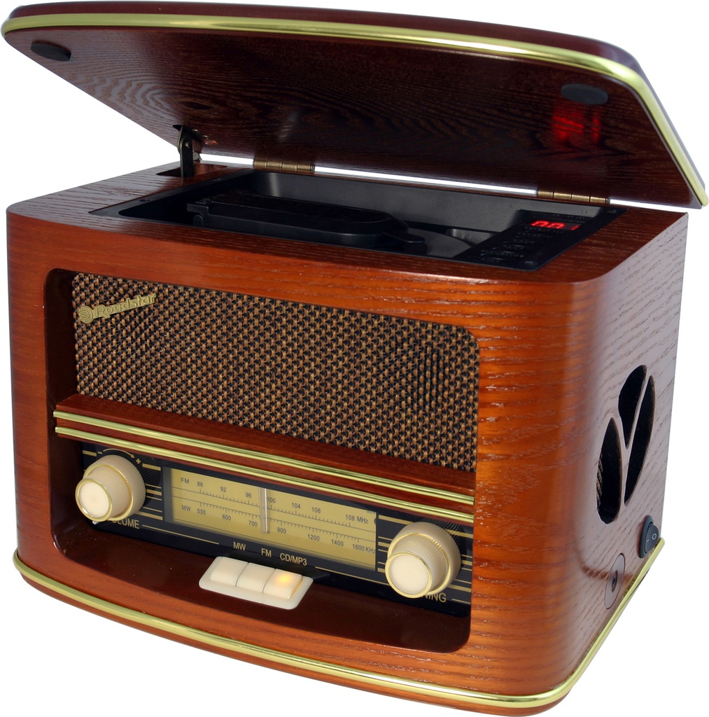 [HRA-1500UEMP] Roadstar Wooden Retro Radio/CD Player +Remote