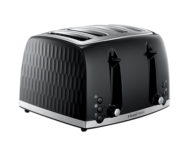 [26071] Russell Hobbs Honeycomb 4 Slice Toaster | Black