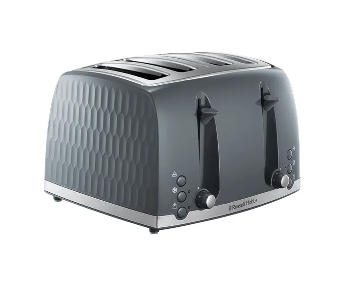 Russell Hobbs Honeycomb 4 Slice Toaster | Grey