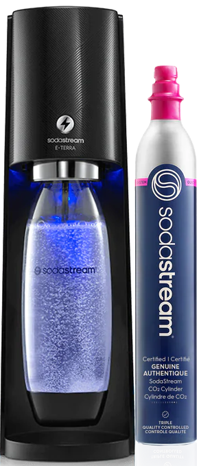 SodaStream E-Terra Sparkling Carbonator Black | Gas & Bottle Bundle